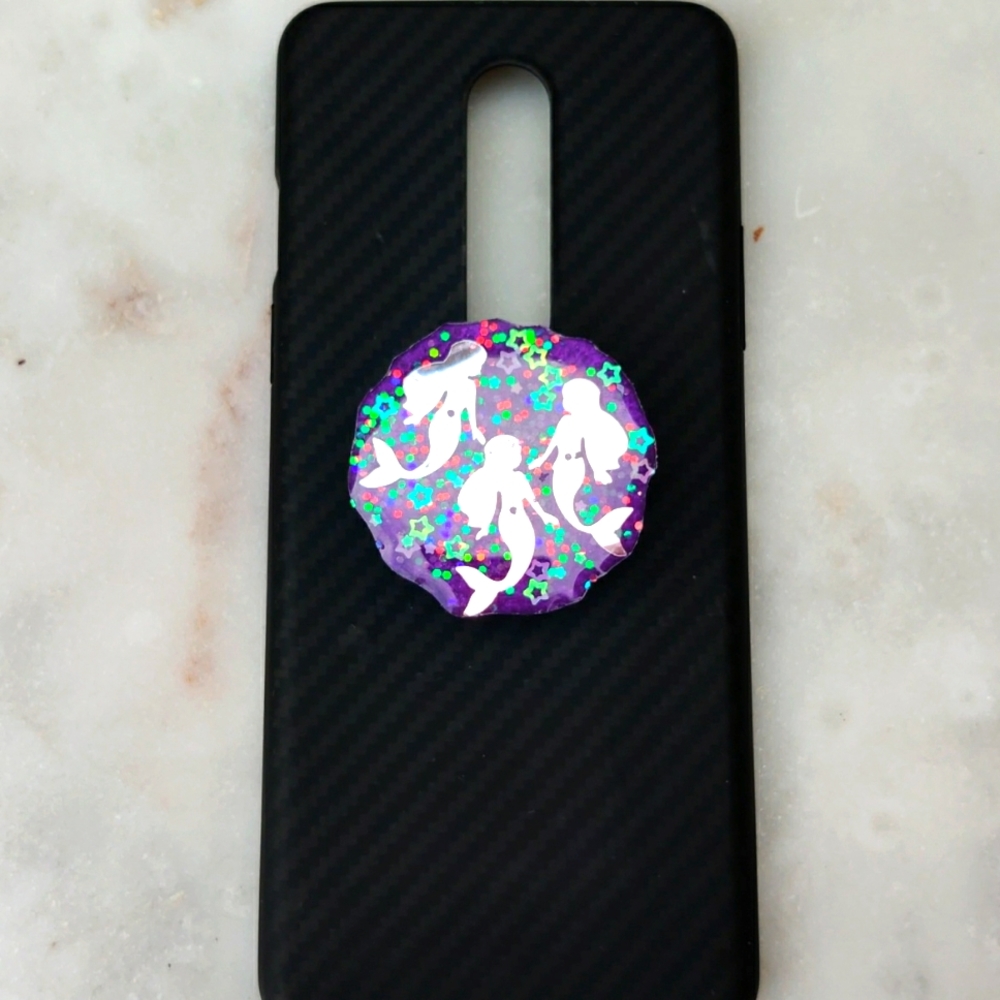 Handmade Purple Mermaids Resin Phone Grip